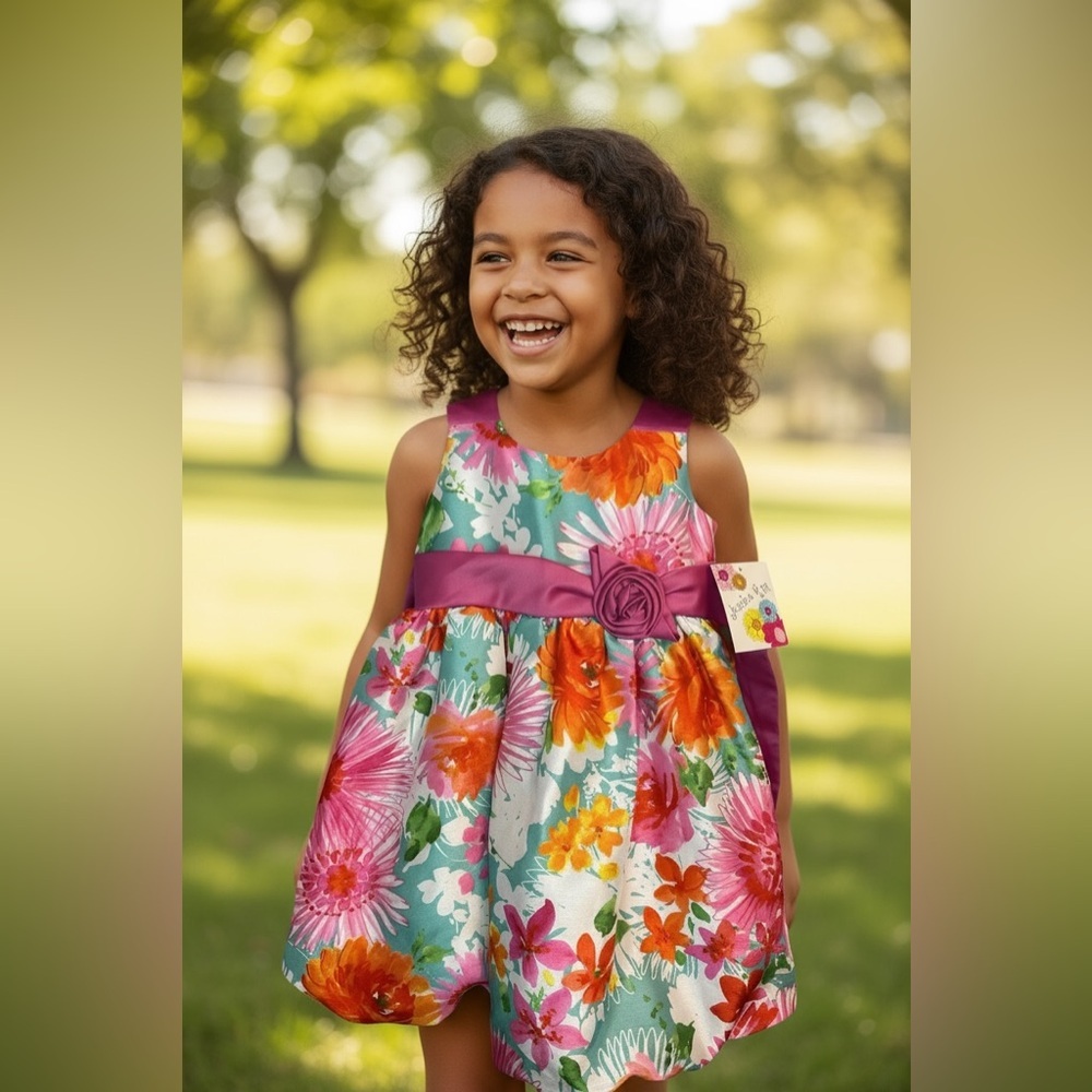 Jessica Ann Floral Kids Dress - Multicolor